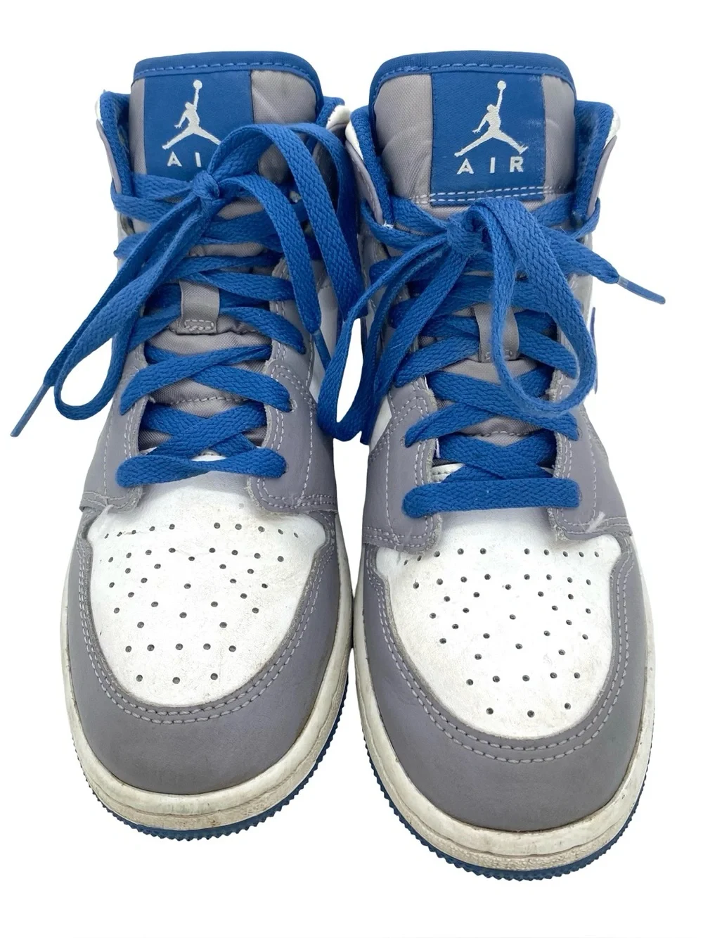 Nike Air Jordan 1 Mid Cement True Blue Boys Sneakers Size 5.5 Y